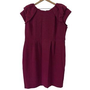 ASOS Curve Dress Size 18 Burgundy Red Holiday Modest Office Career Business Chic